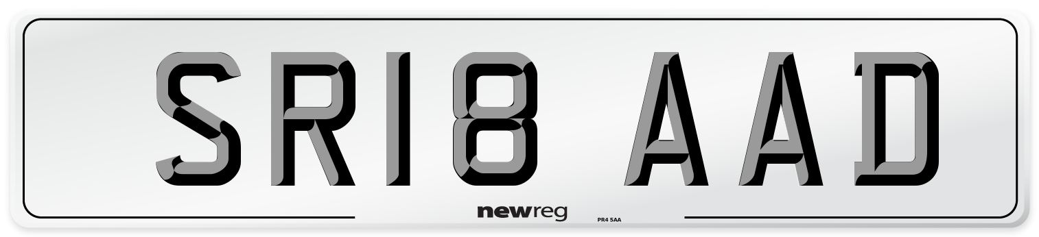 SR18 AAD Number Plate from New Reg